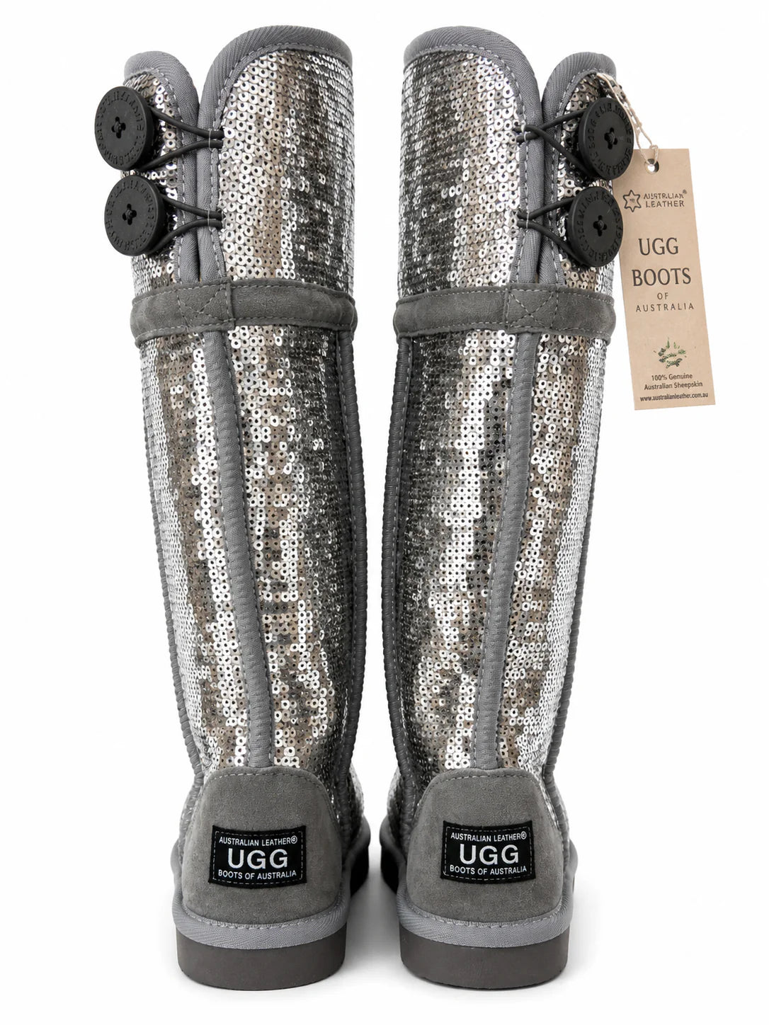Australian Leather Ugg Long Sequin Silver - AU4
