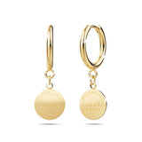 Bullion Gold Flat Round Gold Layered Dangle Earrings