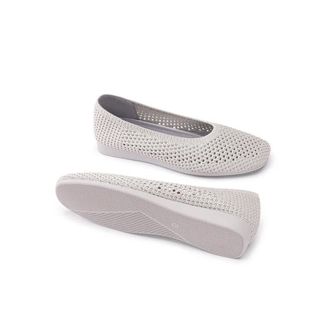 Heart Mesh Knit Square Toe Wedge Flats - Grey