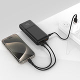iQuick Power Square Power Bank 20000mAh 22.5W LED Display USB Type-C Type-A - Black