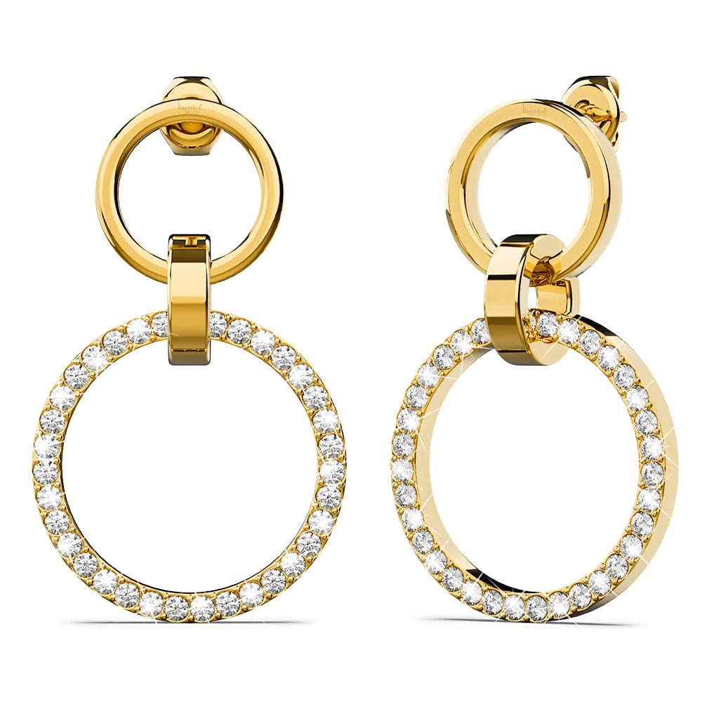 Boxed Orbit Earrings, Bracelet & Necklace Set with SWAROVSKI® Crystal in Gold
