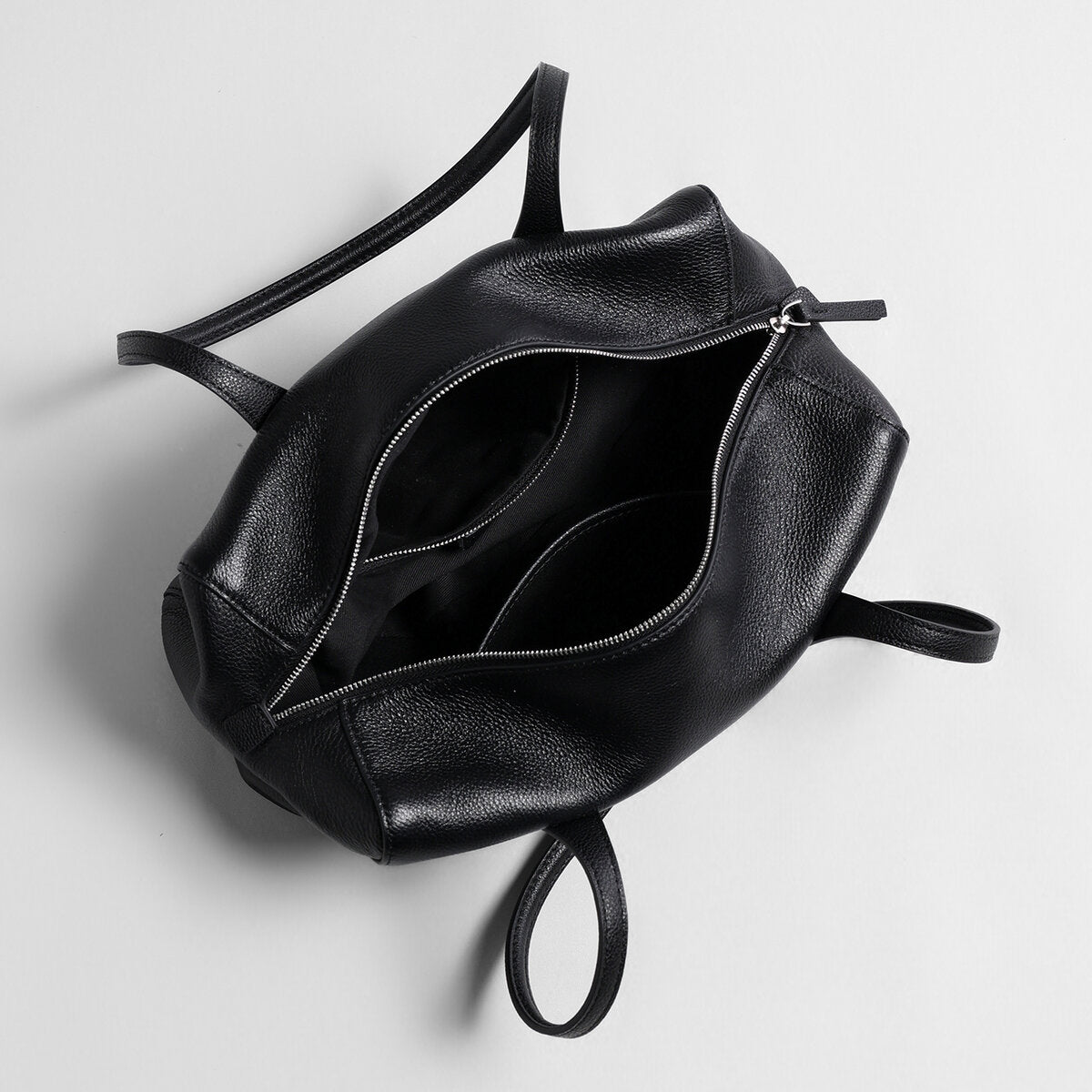 Soft Leather Boston Shoulder Bag - Black