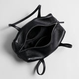 Soft Leather Boston Shoulder Bag - Black