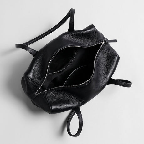 Soft Leather Boston Shoulder Bag - Black