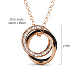 Krystal Couture Rose Gold Triple Interlocking Ring Black Pendant Necklace Embellished with Swarovski Crystals