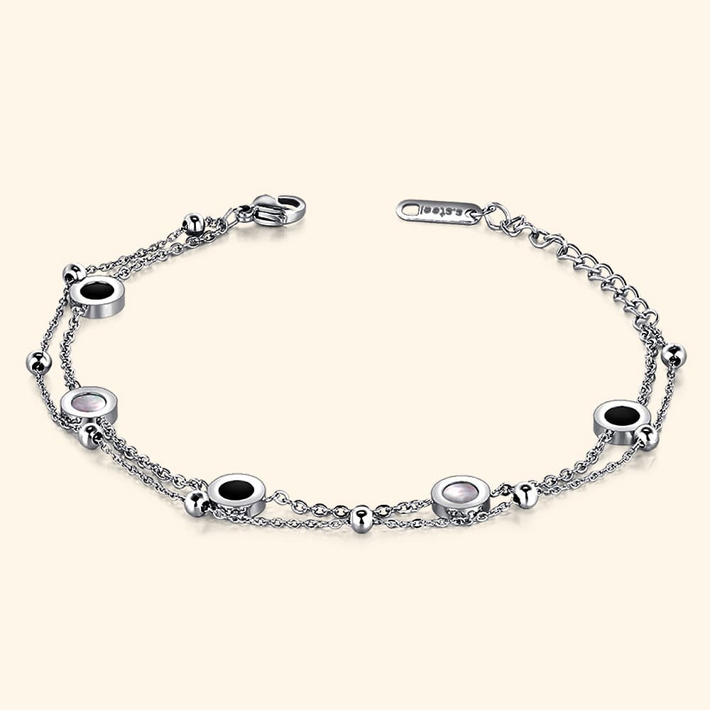 Bullion Gold Inlaid Shell Charm Bracelet White Gold