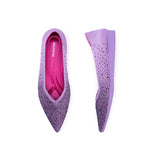 Rhinestone Knit Pointed Toe Ballet Flats - Lilac