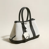 Botanical Canvas & Leather Garden Tote Bag - Black