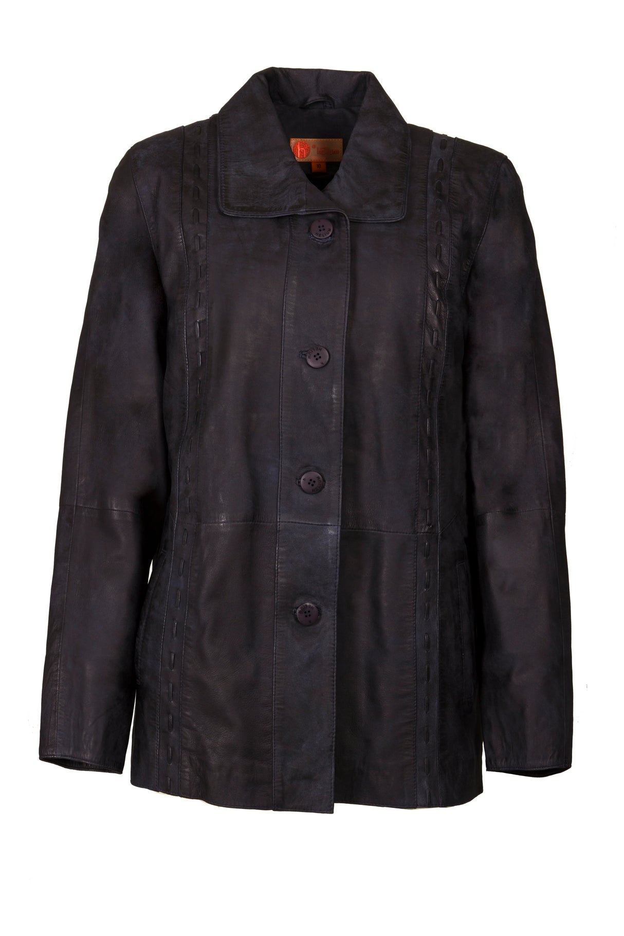 Womens Leather Jacket in Navy Snuff