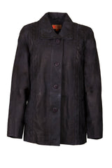 Womens Leather Jacket in Navy Snuff