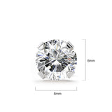 Solid 925 Sterling Silver Prong Crystal Studs 6mm