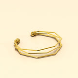 Bullion Gold Three Tiered Hexagon Cuff Bangle in Gold