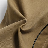 Canvas & Sheepskin Leather Box Tote Bag - Khaki