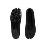 Glam Rhinestone Split Toe Flats - Black