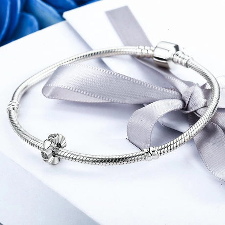 Solid 925 Sterling Silver Deep Love CZ Charm