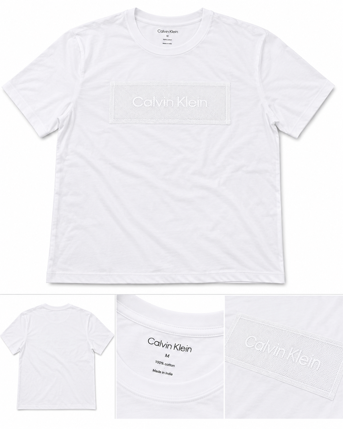 Calvin Klein Jeans Men's Short Sleeve  Texture Box Tee - Brilliant White