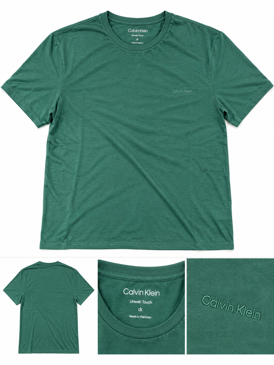 Calvin Klein Jeans Men's Short Sleeves SOLID LIQUID CREWNK TEE - Hunter Green