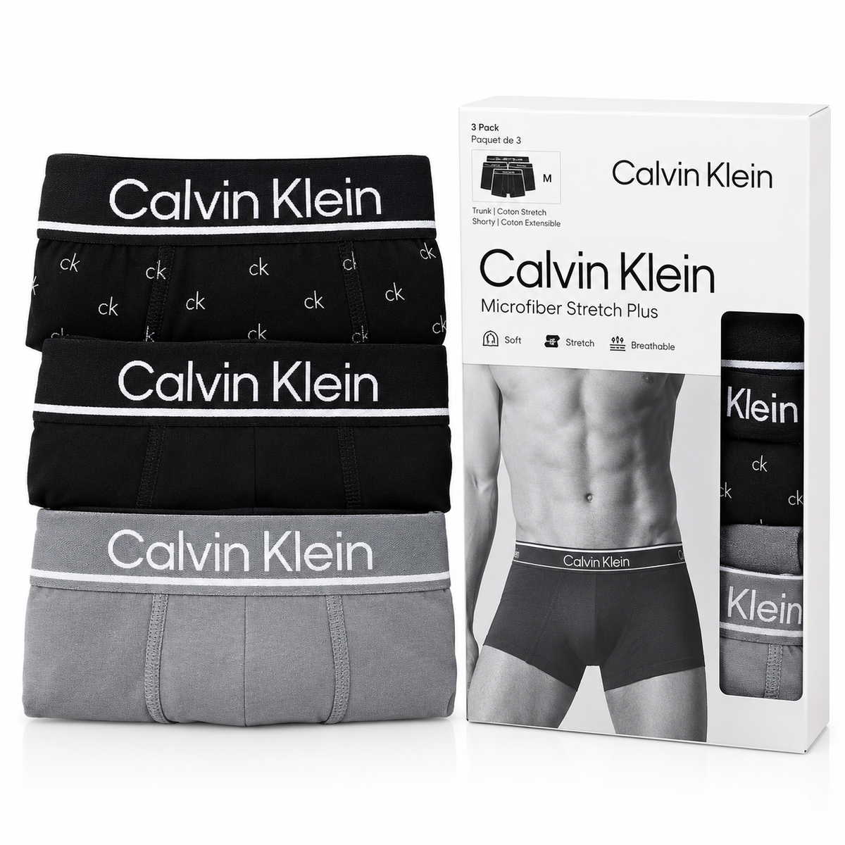 Low Rise Trunk 3Pk - Black/ Rotating Ck Mini Black/ Wolf Grey
