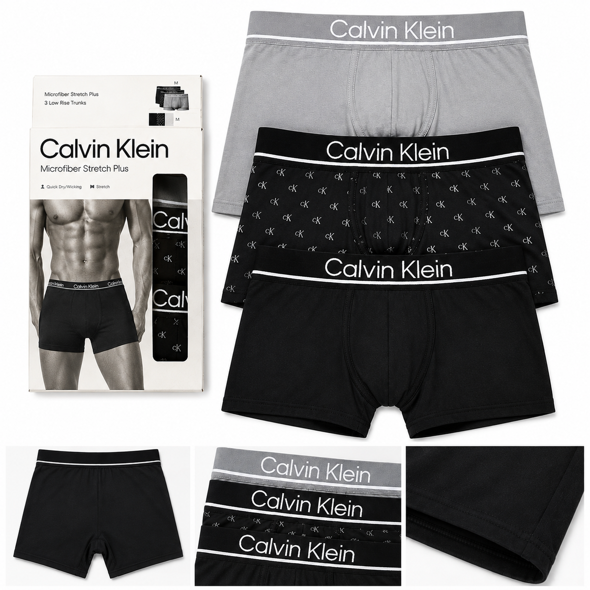 Low Rise Trunk 3Pk - Black/ Rotating Ck Mini Black/ Wolf Grey