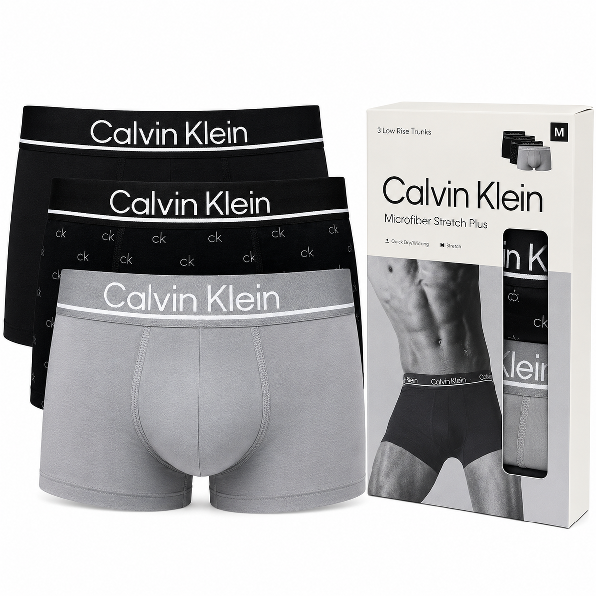 Low Rise Trunk 3Pk - Black/ Rotating Ck Mini Black/ Wolf Grey