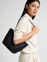 Handwoven Artisanal Leather Tote - Black