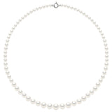 Necklace Row "Princess"falling -Real Cultured Freshwater Pearls Round From 12 To 6 mm - Natural White - Length 55 cm