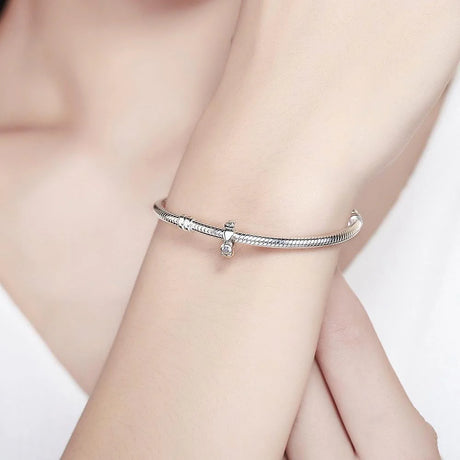 Solid 925 Sterling Silver Deep Love CZ Charm