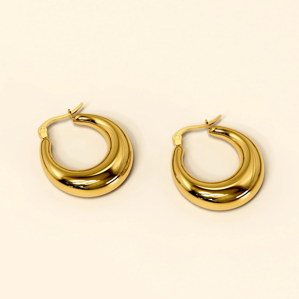 Bullion Gold Csilla Gold Dome Hoop Earrings - 25mm