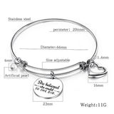 Bullion Gold She Believed She Could Heart Charm White Gold Layered Tubular Adjustable Inspirational Bangle