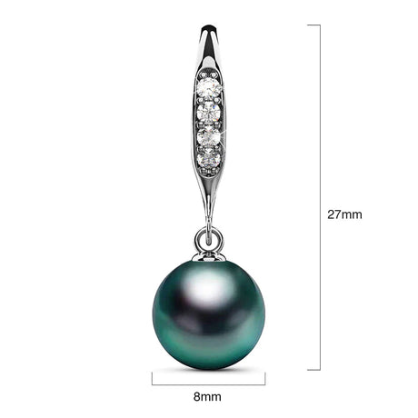 Krystal Couture Chivalry Pearl Drop Earrings Embellished with Swarovski Crystals Iridescent Tahitian Look Pearls