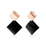 Bullion Gold Black & Rose Gold Divalicious Curved Geometric Earrings