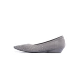 Rhinestone Gradient Knit Pointed Toe Wedge Flats - Grey