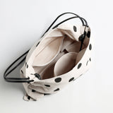 Polka Dot Canvas Hobo Tote - Ivory