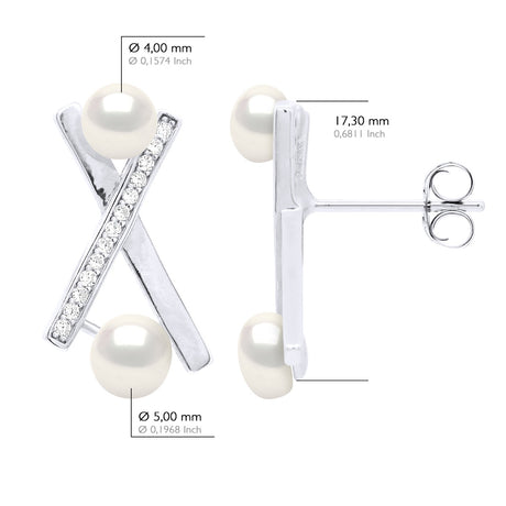 Earrings "Strips" - Natural White - Longueur 42 cm