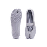 Oriental Split Toe Mary Jane Flats - Grey
