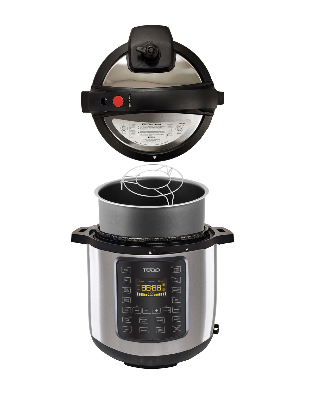 TODO 6L Electric Pressure Cooker 15 Preset Functions 1000W Non-Stick Cooking Pot