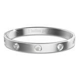 Bullion Gold Cecelia Stainless Steel Bangle in White Gold - 64mm