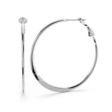 Bullion Gold Semi Flattened Hoop Earrings 40mm