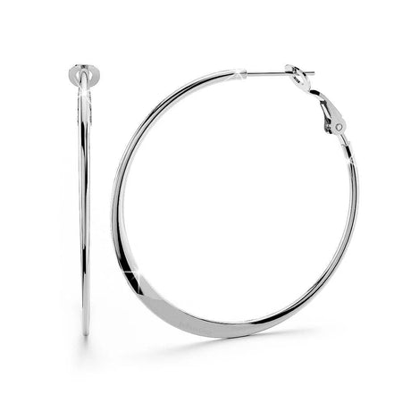 Bullion Gold Semi Flattened Hoop Earrings 40mm