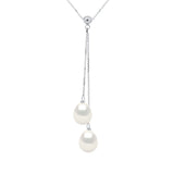 Necklace Toi & Moi Drop Freshwater Pearl White White Gold