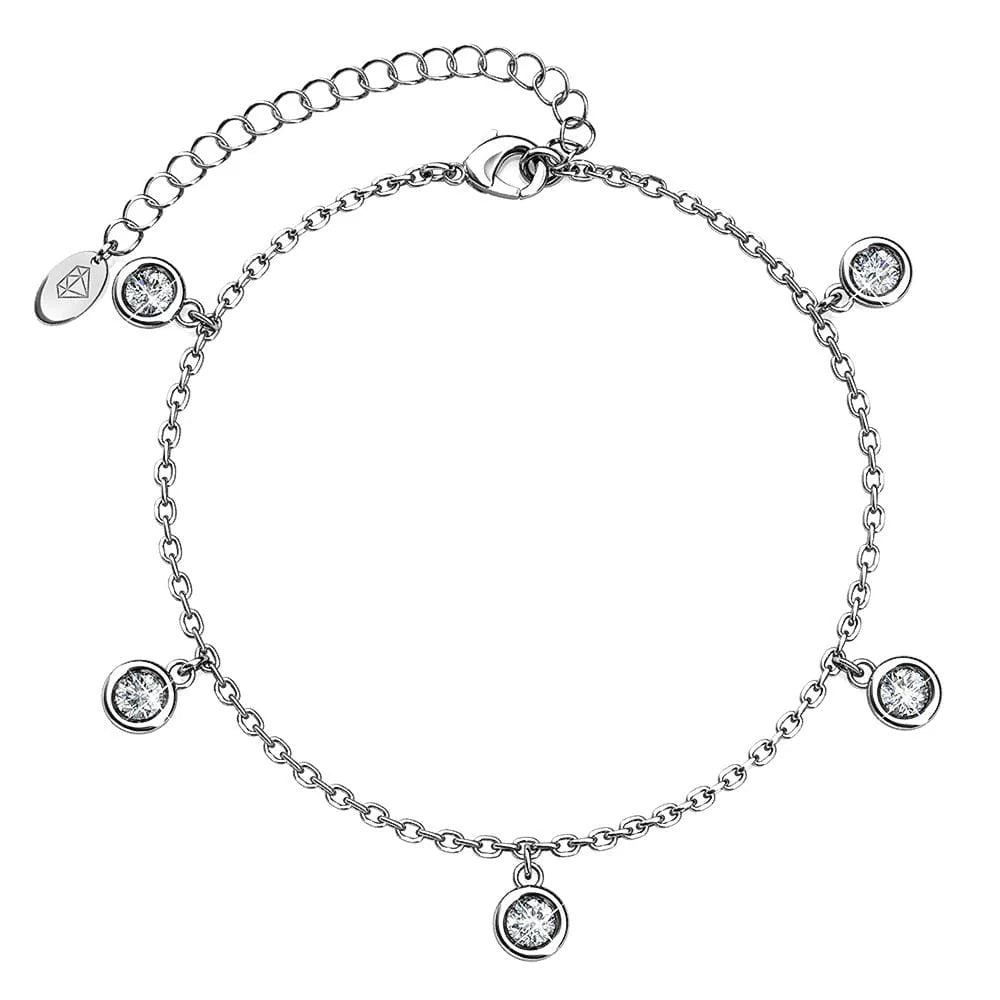 Krystal Couture White Gold Drop Charm Bracelet Embellished with SWAROVSKI Crystals