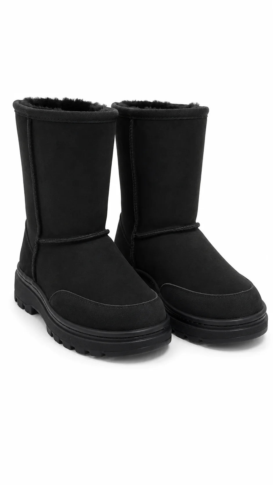 Australian Leather Ugg Classic Short Rubber Sole - Black - AU13
