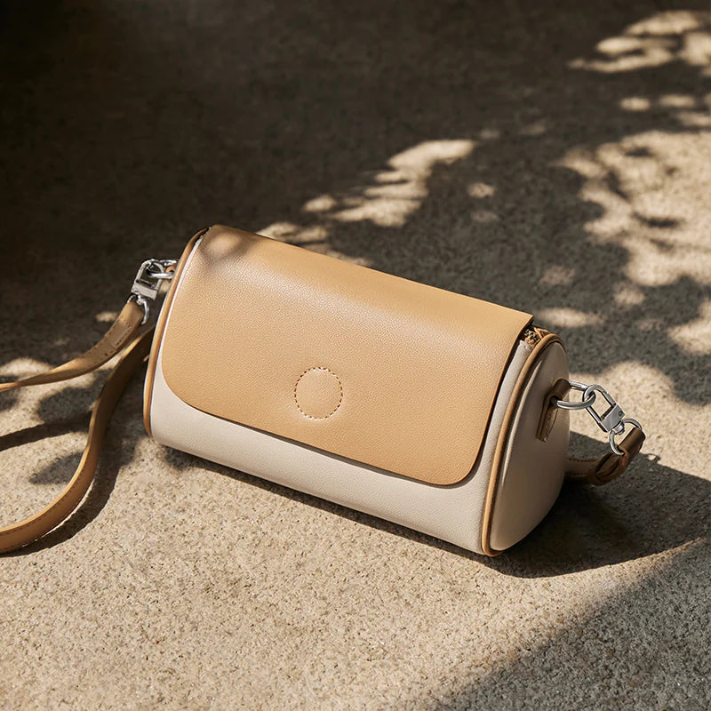 Nalandu Natalia Premium Leather Pillow Crossbody Bag - Apricot