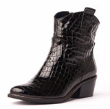 Bosccolo Womens Ankle Boots - Black Croco