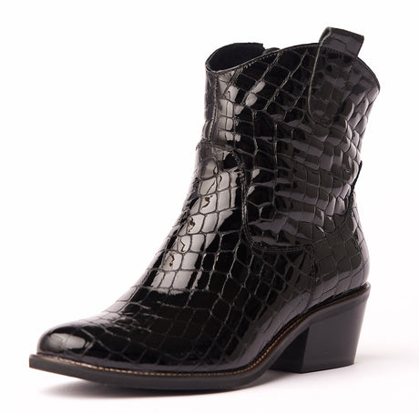Bosccolo Womens Ankle Boots - Black Croco