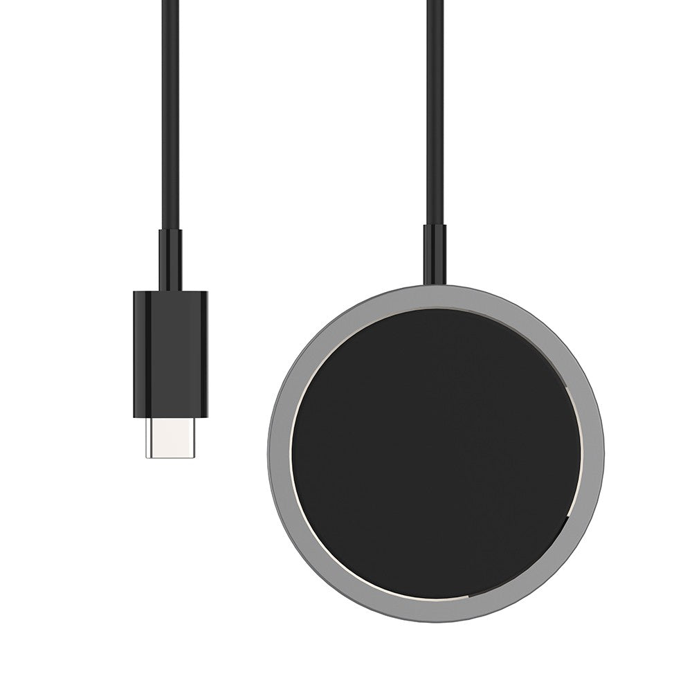 iQuick 15W Fast Charging Magnetic Wireless Aluminum Alloy Phone Charger Pad Charge - Black