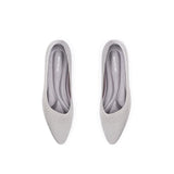 Diagonal Cut Knit Pointed Toe Wedge Flats - Grey