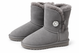 Australian Leather Ugg Swarovski Elements 1button - Grey - AU6