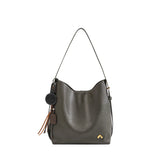 Nalandu Vintage Leather Large Capacity Tote Bag - Charcoal
