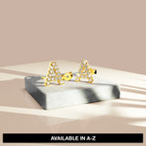 Solid 925 Sterling Silver Glamour Alphabet Letter Earrings Gold